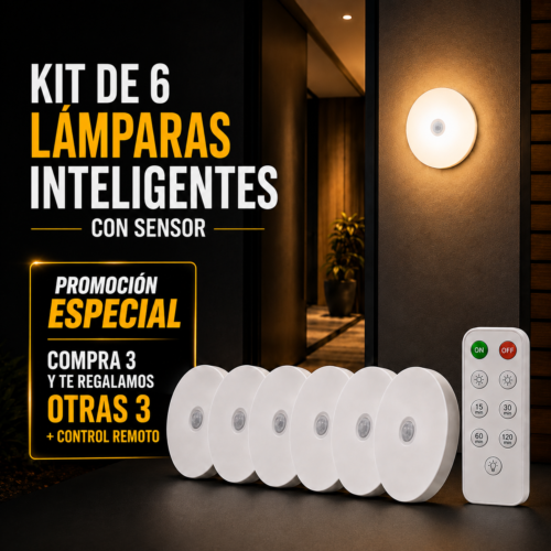 🔦 Kit X6 Lámparas Inteligentes con Sensor de Movimiento + Control Remoto