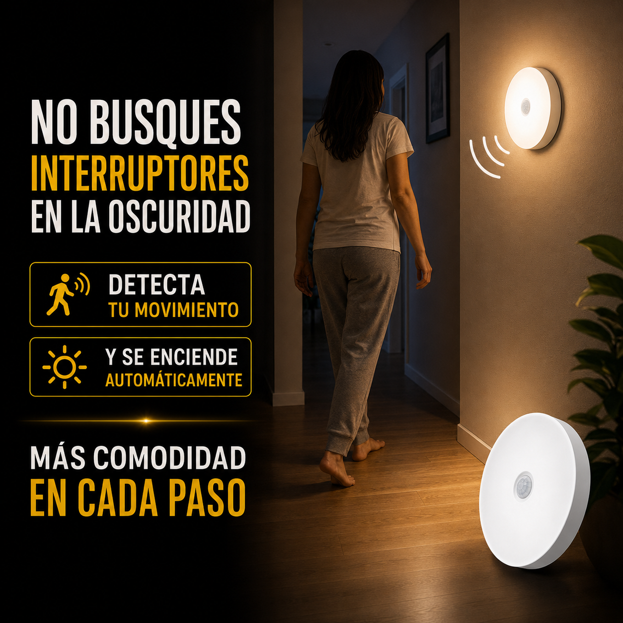🔦 Kit X6 Lámparas Inteligentes con Sensor de Movimiento + Control Remoto