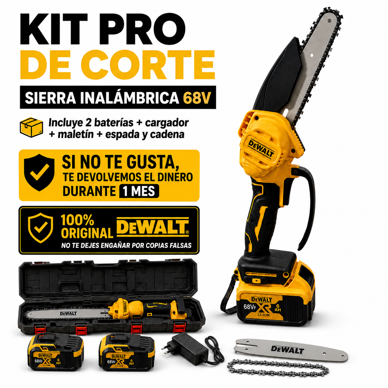 🪵 KIT PROCUT DEWALT 68V – SIERRA INALÁMBRICA + DOBLE BATERÍA