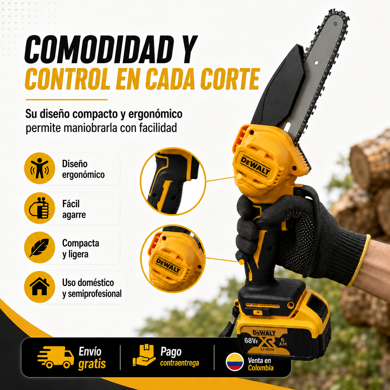 🪵 KIT PROCUT DEWALT 68V – SIERRA INALÁMBRICA + DOBLE BATERÍA