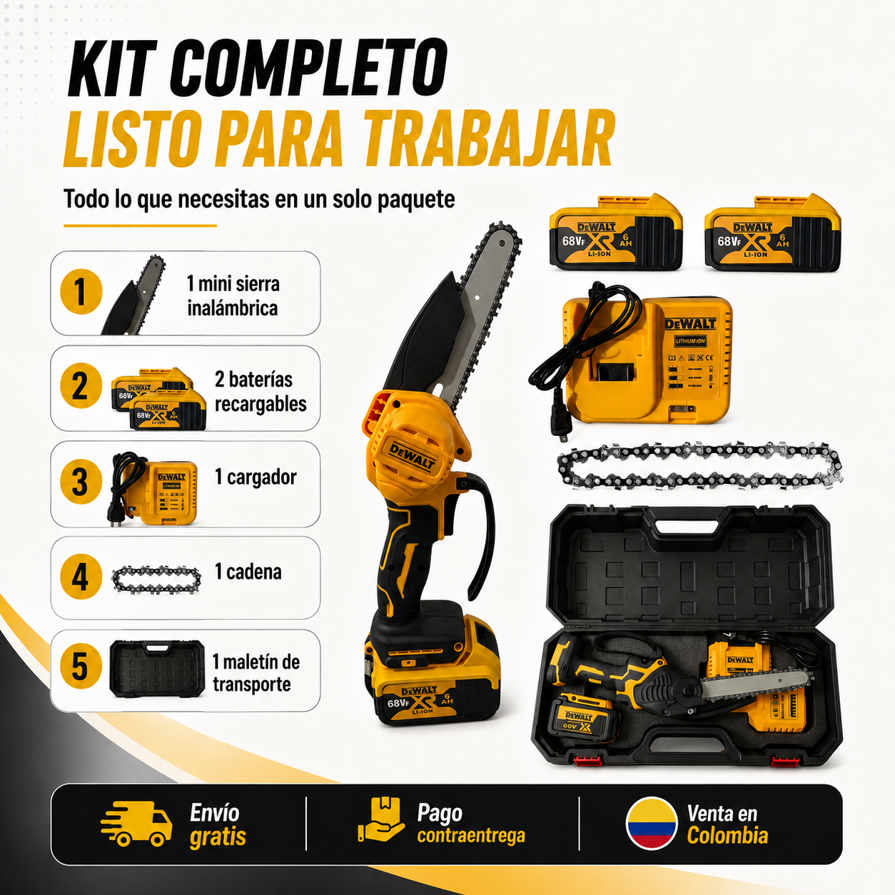 🪵 KIT PROCUT DEWALT 68V – SIERRA INALÁMBRICA + DOBLE BATERÍA